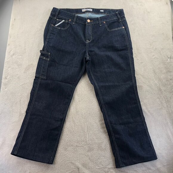 Ariat Womens Rebar Jeans Size 18WL Raven Straight Leg Blue Denim Cargo Casual - Picture 16 of 16